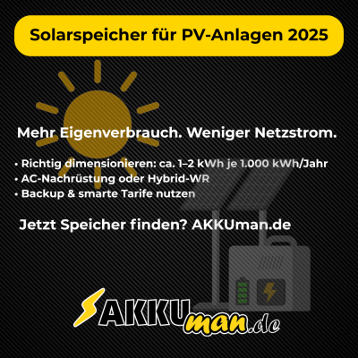 Solarspeicher für PV-Anlagen 2025: 21...