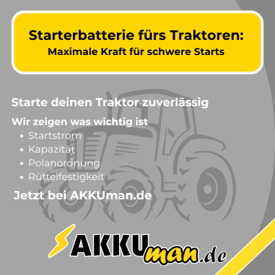 Starterbatterie für Traktor: Maximale...