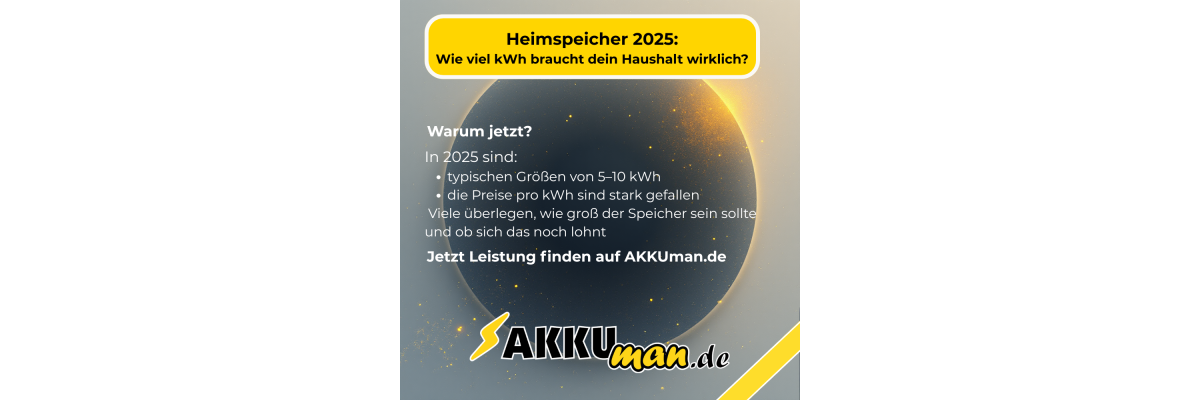 Heimspeicher 2025: Wie viel kWh braucht Ihr Haushalt wirklich? - Heimspeicher 2025 bei Akkuman - Welche kWh braucht Ihr Haushalt?