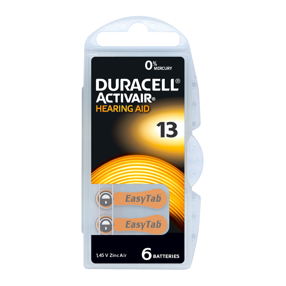 Duracell Hörgerätebatterie DA13 Zn/Luft 1,4V / 290mAh 6er Blister