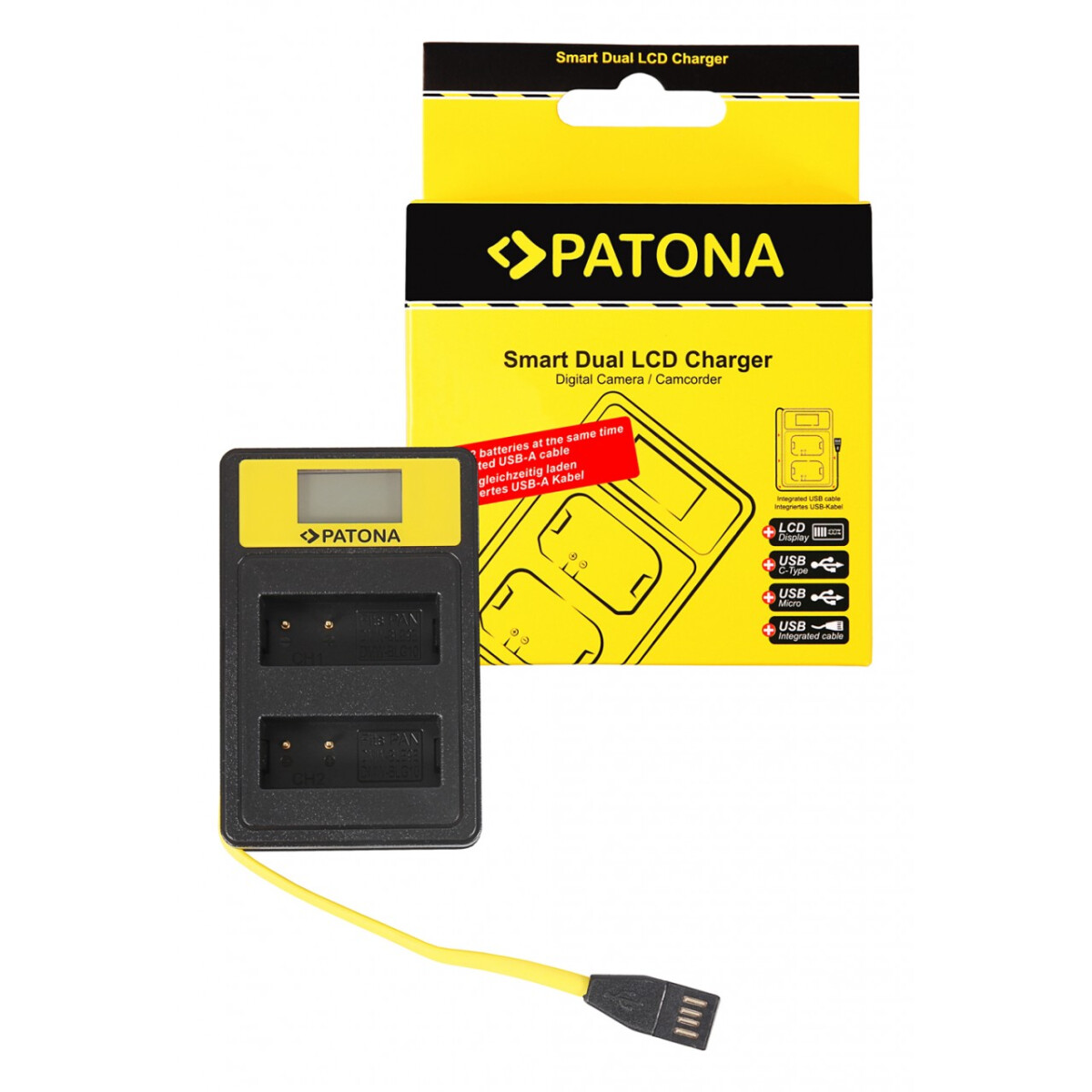 PATONA Smart Dual LCD USB Ladegerät für Panasonic DMW-BLG10