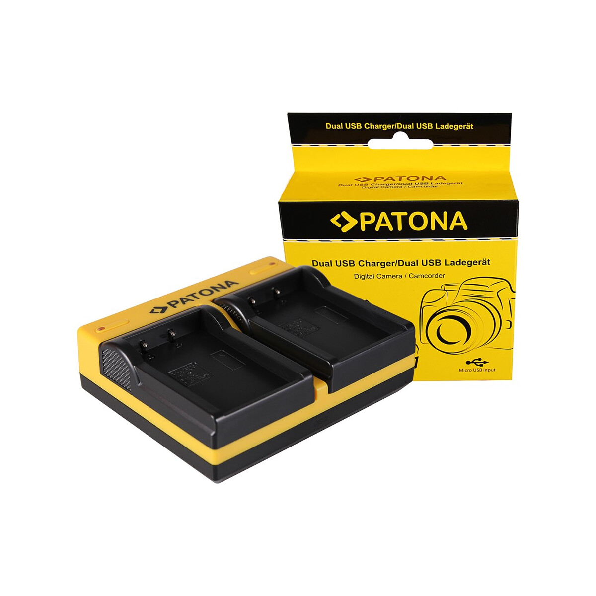 PATONA Dual Ladegerät für Olympus PS-BLS1 Evolt E400 E400 E400 E-400 E410 E410 E410 inkl. Micro-USB