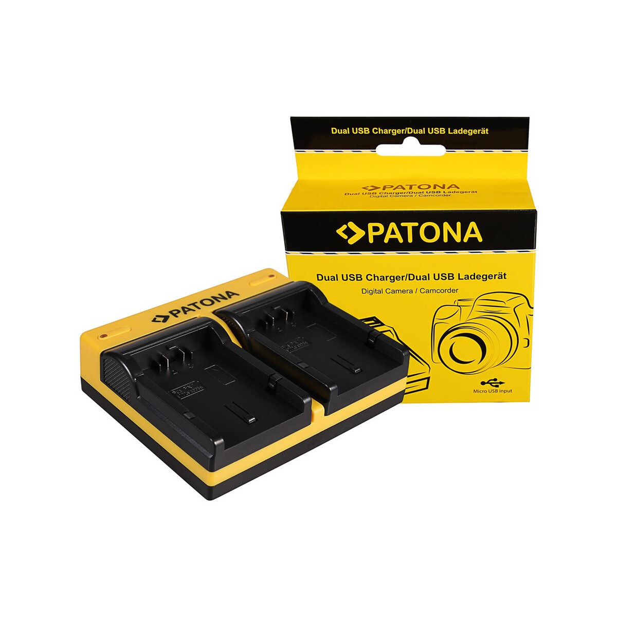 PATONA Dual Ladegerät für Panasonic CGA-S002E Lumix FZ5 DMCFZ 8 DMC-FZ 8 DMCFZ1 FZ1B inkl. Micro-USB