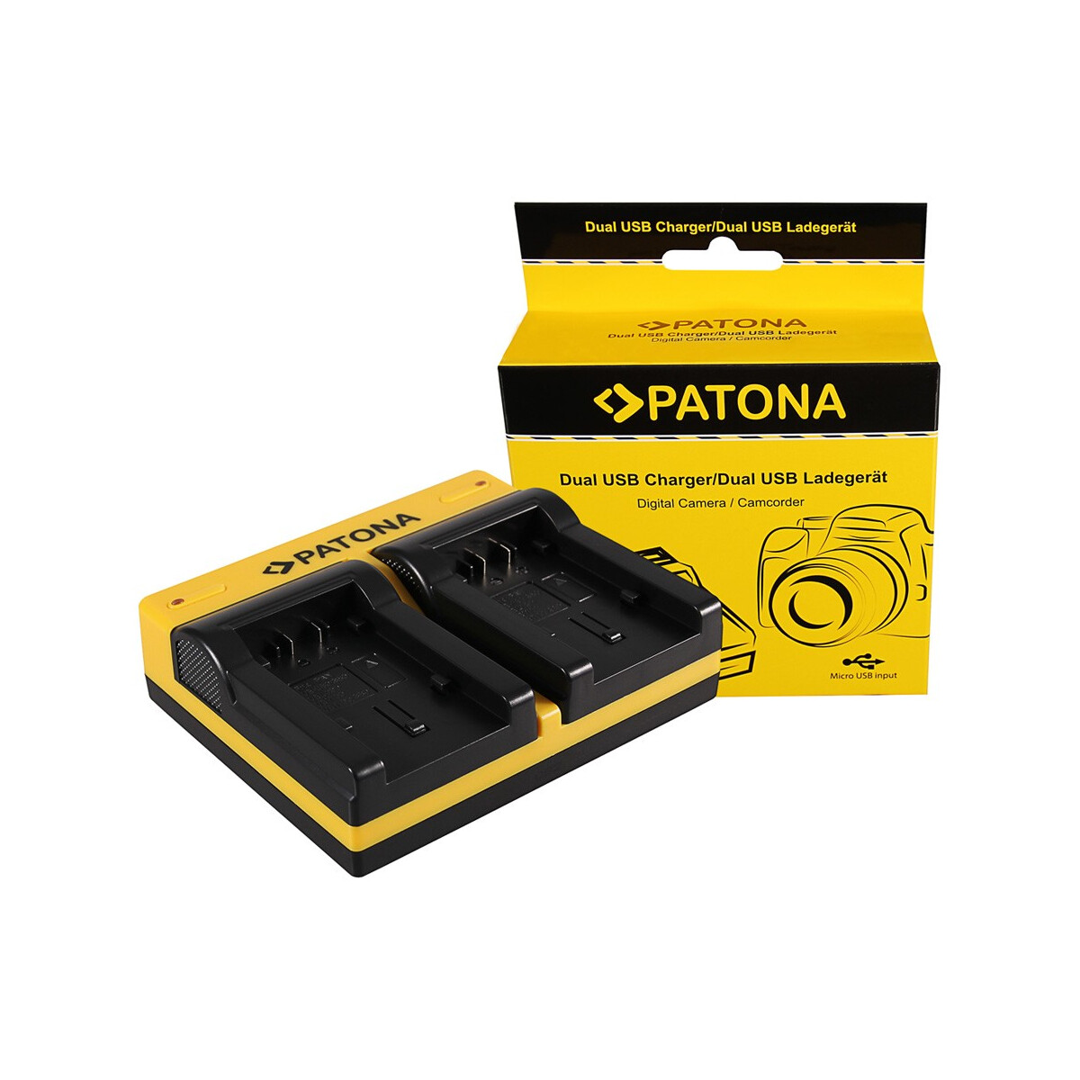 PATONA Dual Ladegerät für Panasonic VW-VBK180 H H100 H101 H95 VW-VBK180 HC HCV700 HC-V700 inkl. Micro