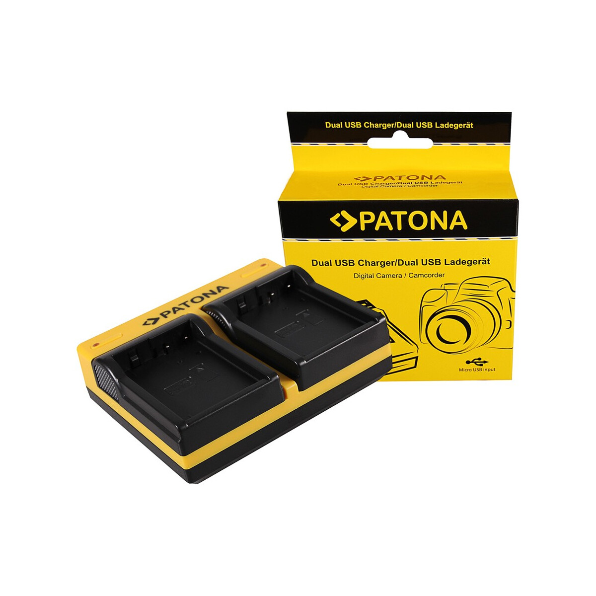 PATONA Dual Ladegerät für Panasonic DMW-BLD10 Lumix DMCGF2 DMC-GF2 inkl. Micro-USB Kabel
