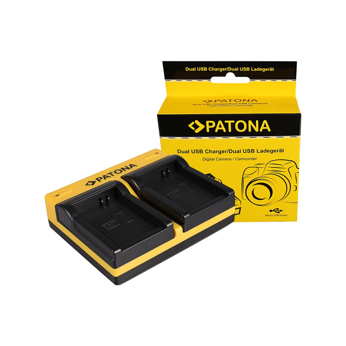 PATONA Dual Ladegerät für Samsung BP-90A HMX HMXE100P HMX-E100P HMXE10BP HMX-E10BP inkl. Micro-USB