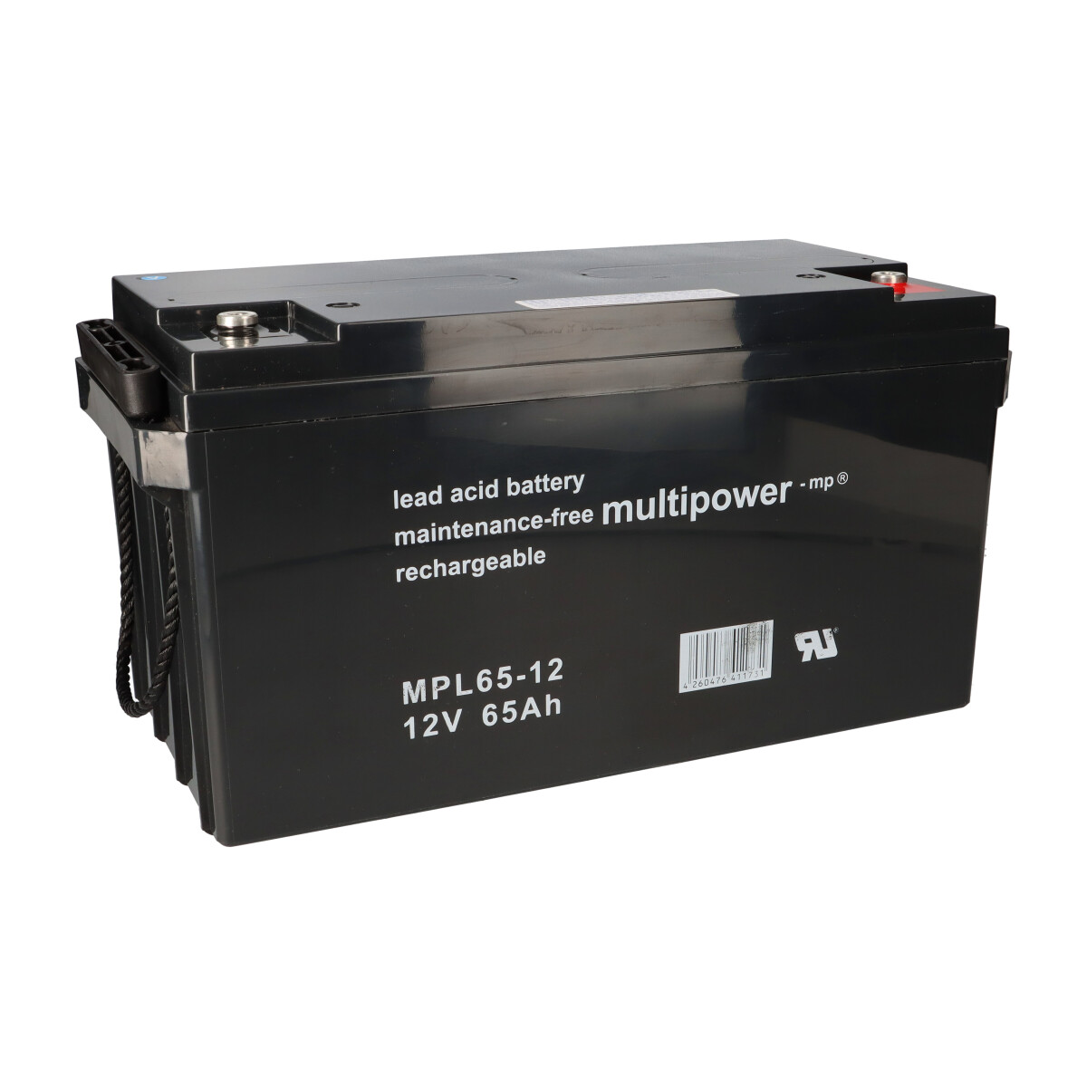 Multipower MPL65-12 AGM Longlife-Bleiakku 12V 65Ah M6 Schraubanschluss für USV, Notstrom & Sicherheitsanlagen