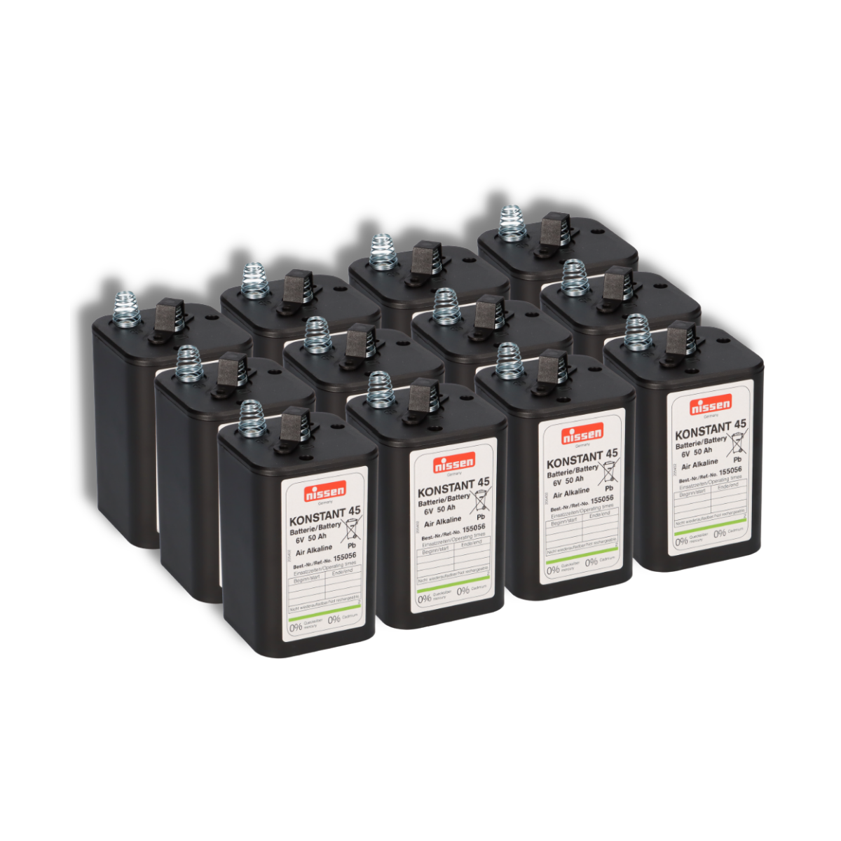 12x Nissen 4R25 Konstant 45 - 6V / 45-50Ah Luftsauerstoff - ohne Quecksilber und Cadmium