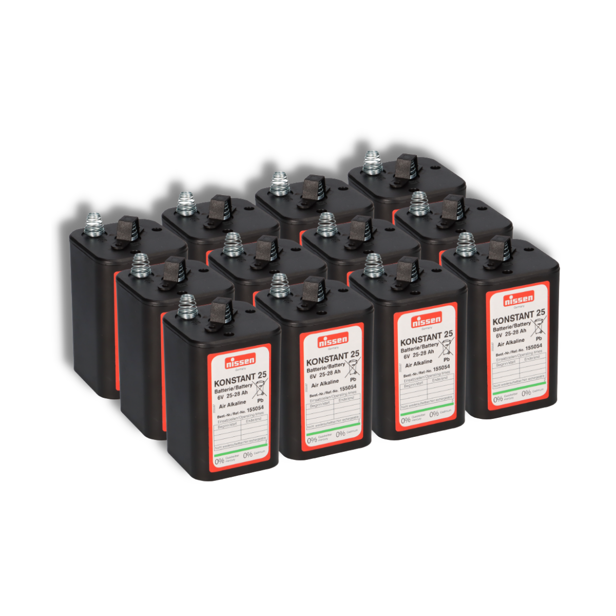 12x Nissen 4R25 Konstant 25 - 6V / 25-28Ah Luftsauerstoff - ohne Quecksilber und Cadmium