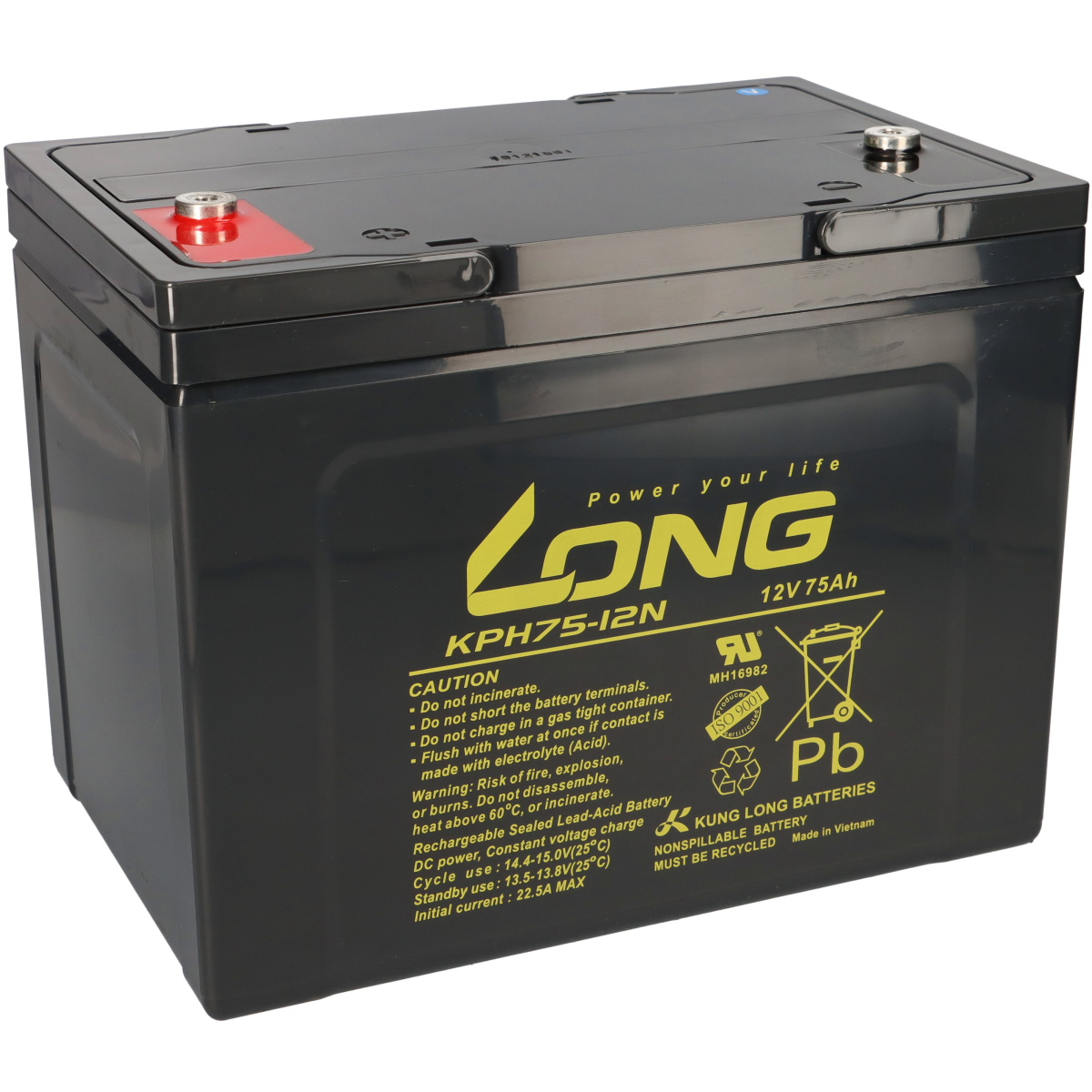 Kung Long Akku 12V 75Ah KPH75-12N M6 AGM Blei wartungsfrei