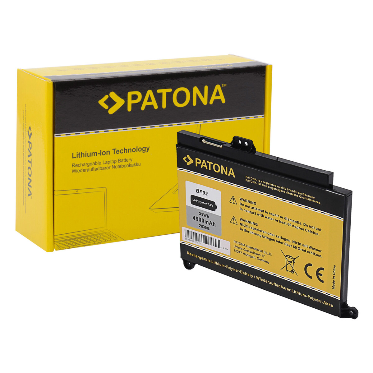 PATONA Akku für HP Pavilion PC 15 BP02 BP02XL 849569-421 849569-541 849569-542 849909-850 849569-543 BP02041XL HSTNN-LB7H HSTNN-UB7B