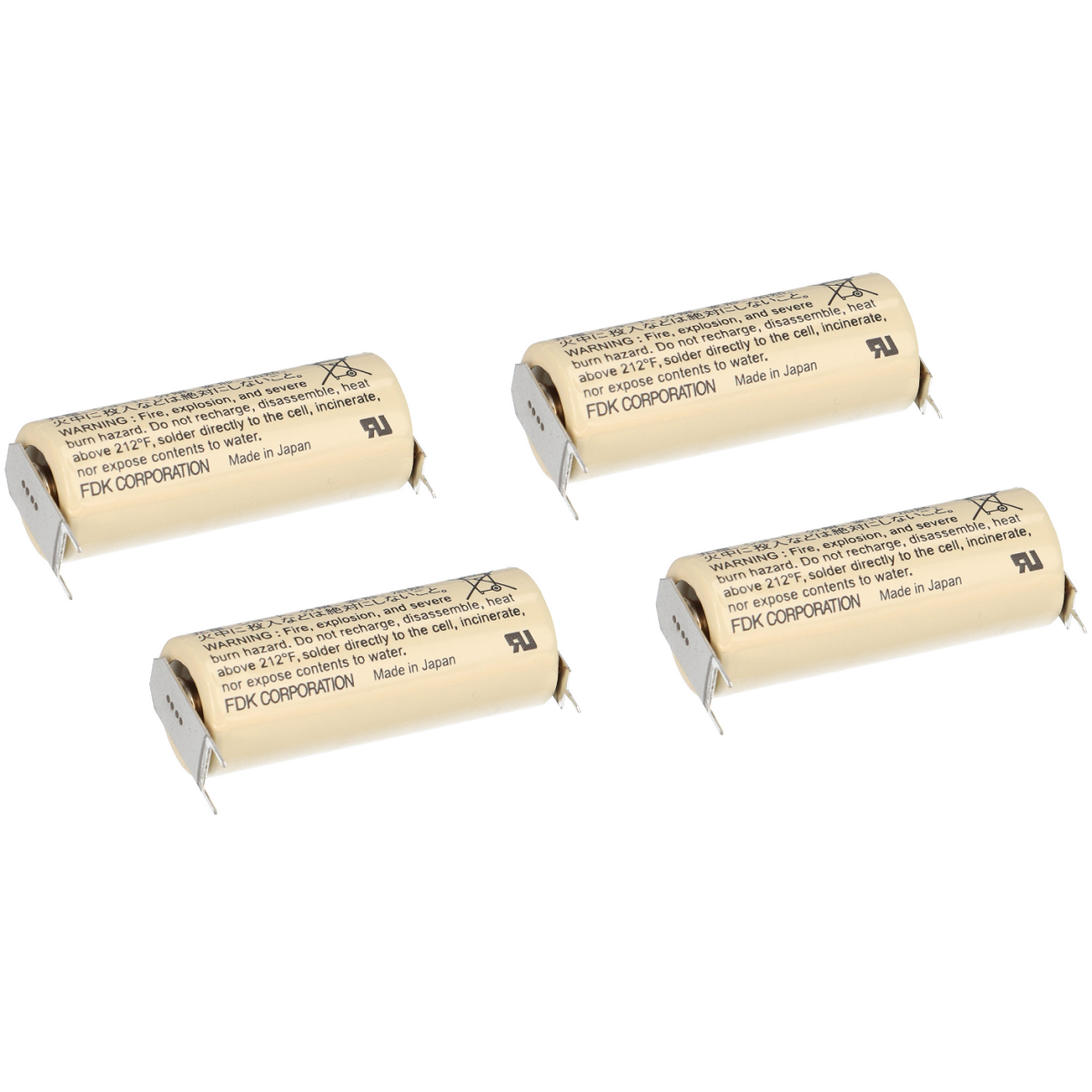 4x FDK CR17450SE-FT1 3V 2500mAh A Lithium Batterie – 3 Printpins ++/-