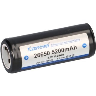 Keeppower 26650 Li-Ion Akku 3,7 V 5200mAh (geschützt) - 12A