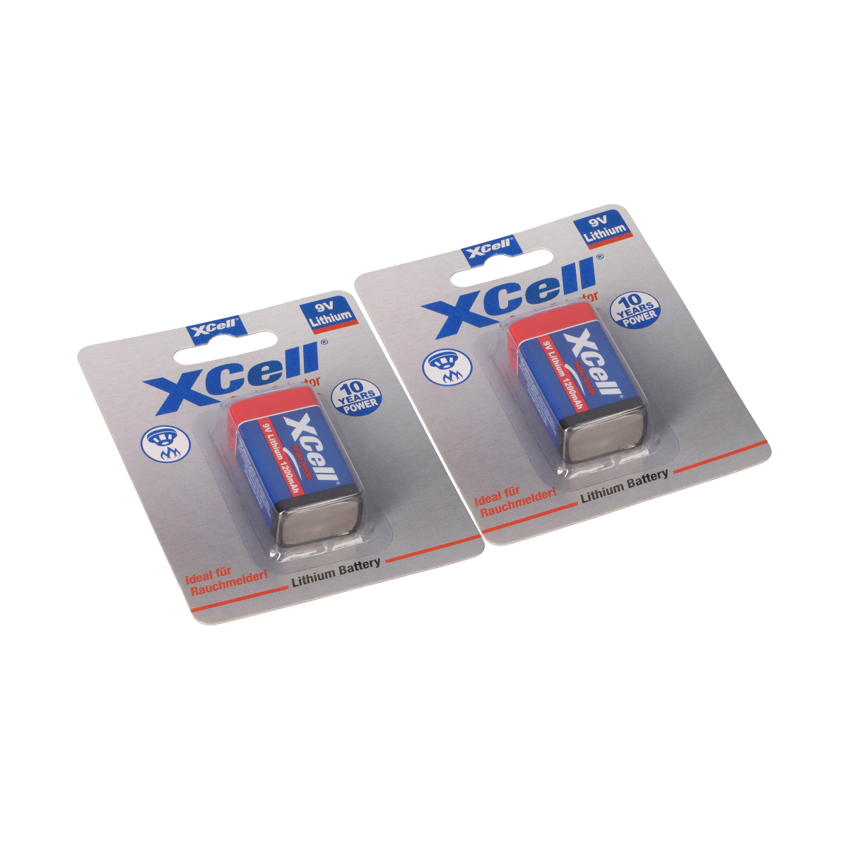 2x XCell Lithium 9V Block 1200 mAh 6AM6 im 1er Blister