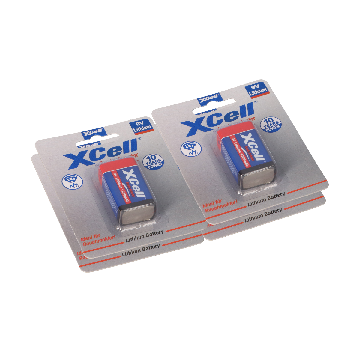 4x XCell Lithium 9V Block 1200 mAh 6AM6 im 1er Blister