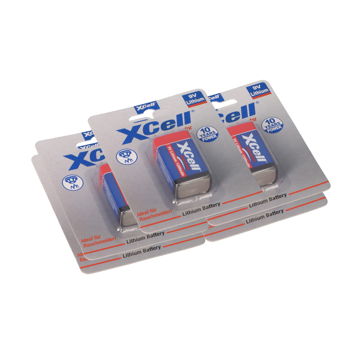 5x XCell Lithium 9V Block 1200 mAh 6AM6 im 1er Blister