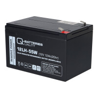Q-Batteries 12LH-55W 12 V 12 Ah / 55 W AGM Hochstrom-USV-Akk