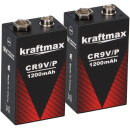 2x Kraftmax Lithium 9V Block Hochleistungs- Batterien für...