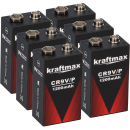 6x Kraftmax Lithium 9V Block Hochleistungs- Batterien für Rauchmelder Feuermelder