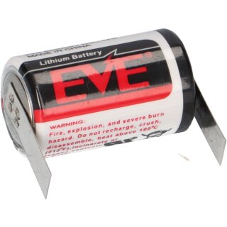 EVE Lithium 3,6V Batterie ER14250 1/2 AA Lötfahne U