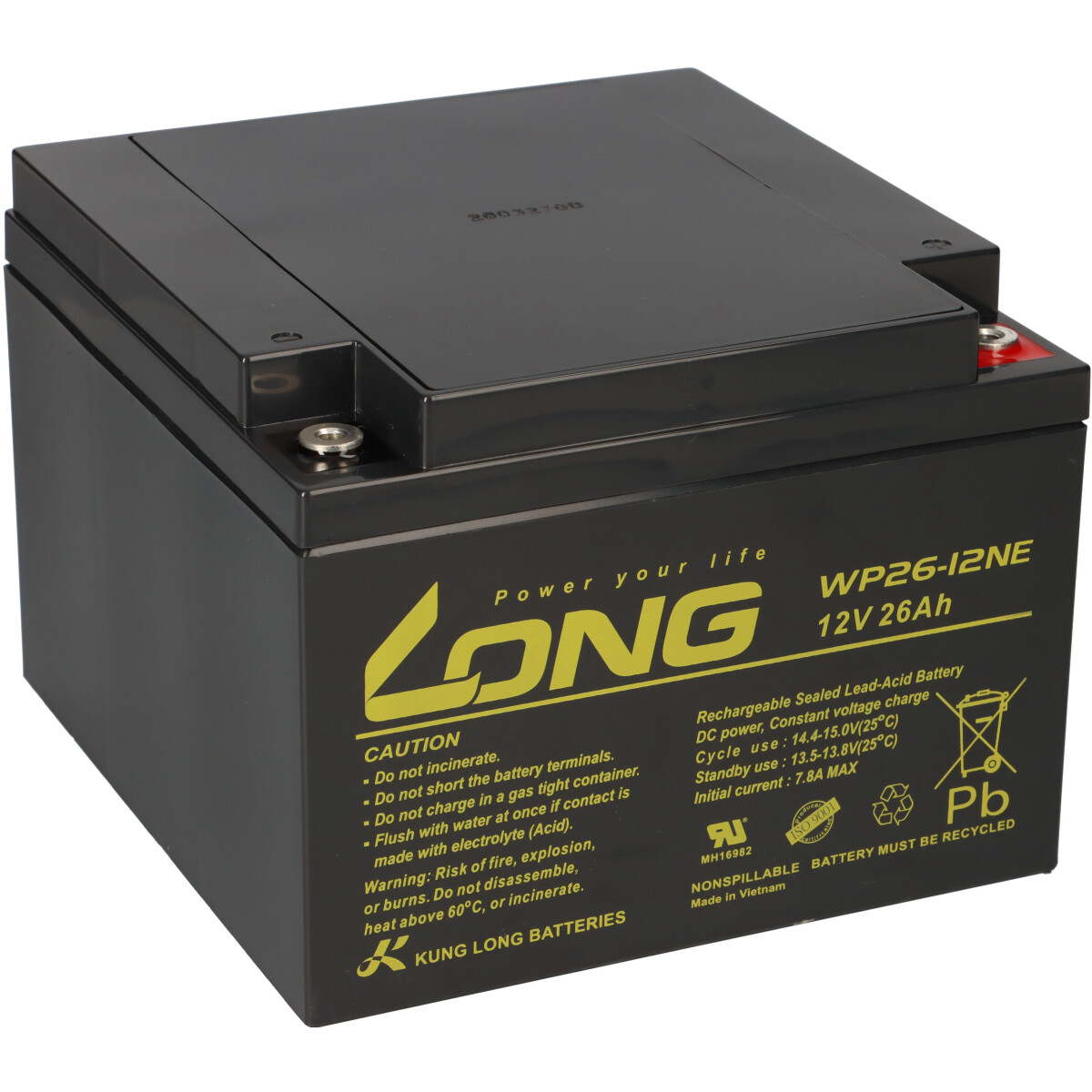 Kung Long WP26-12NE AGM Akku 12V 26Ah – für Weidezaun-Geräte