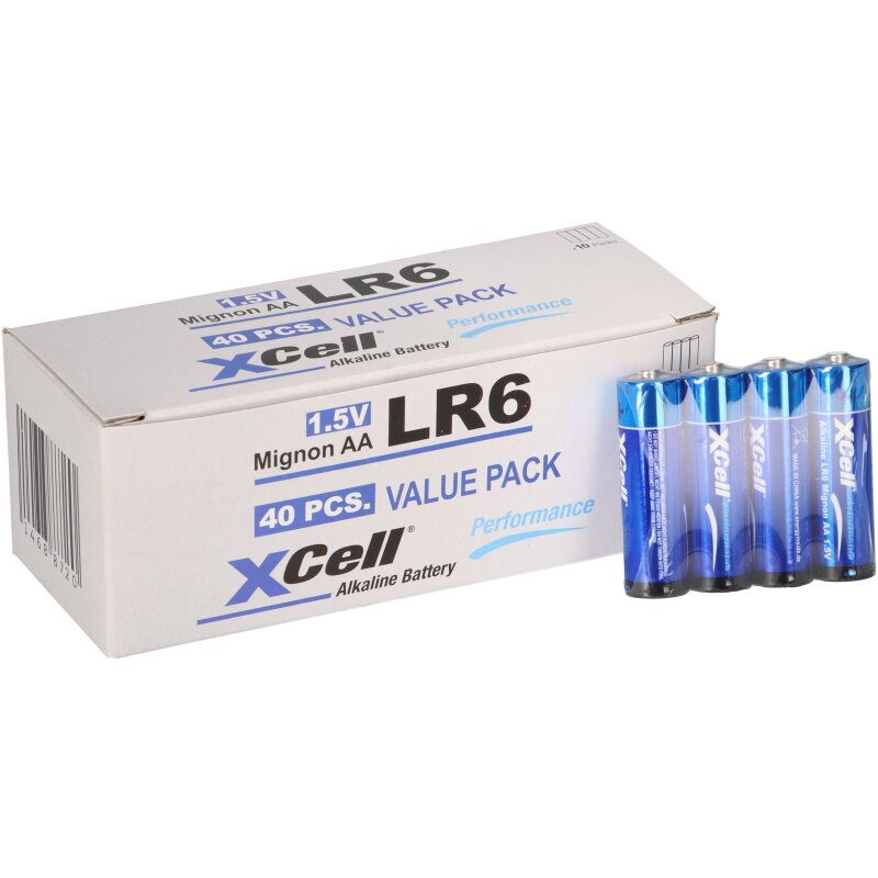 40x XCell 10x 4er Folie AA LR6 Mignon Super Alkaline Batterie