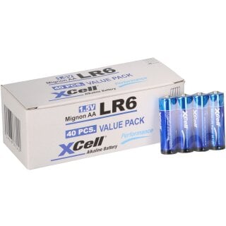 XCell 4er Folie AA LR6 Mignon Super Alkaline Batterie 