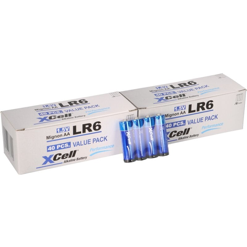 80x XCell 20x 4er Folie AA LR6 Mignon Super Alkaline Batterie