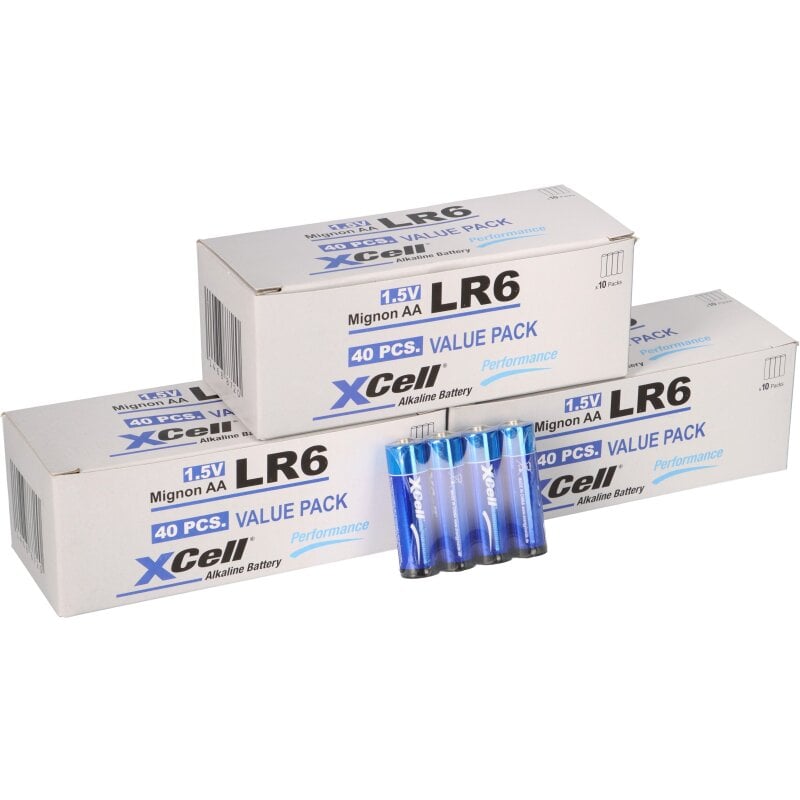 120x XCell 30x 4er Folie AA LR6 Mignon Super Alkaline Batterie