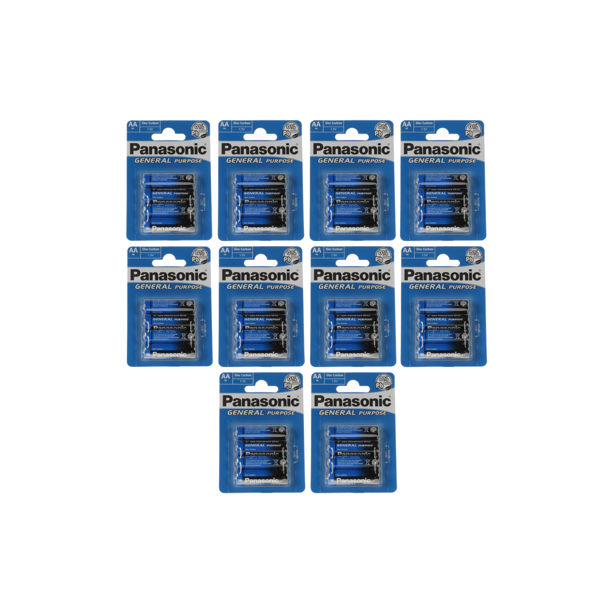 40x Panasonic AA Mignon Batterie General Purpose 1,5V 10x 4er Blister