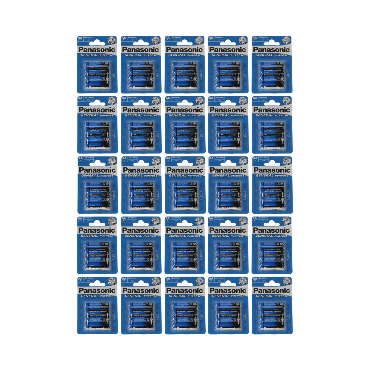 100x Panasonic AA Mignon Batterie General Purpose 1,5V 25x 4er Blister