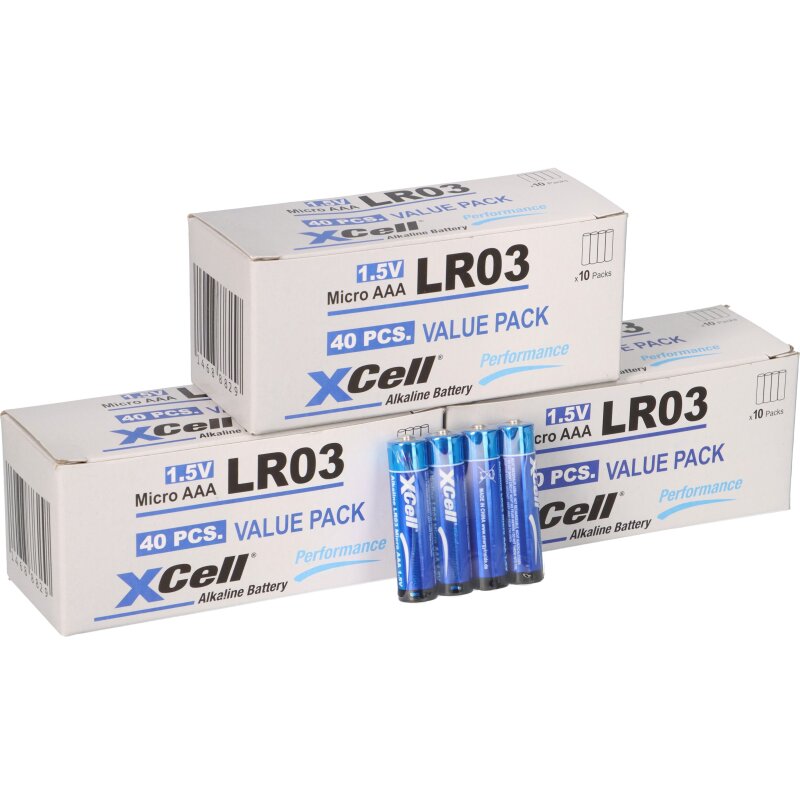 120x XCell LR03 Micro Super Alkaline Batterie AAA 30x 4er Folie