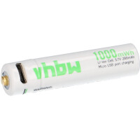 Akku AAA mit Micro USB Anschluss 3,7V 280mAh LiIon 1