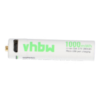 Akku-Zelle 3,7V 280mAh Li-Ion passend für AAA mit Micro