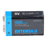 9-Volt-Lithium-Akku 1000mAh mit Micro-USB 2