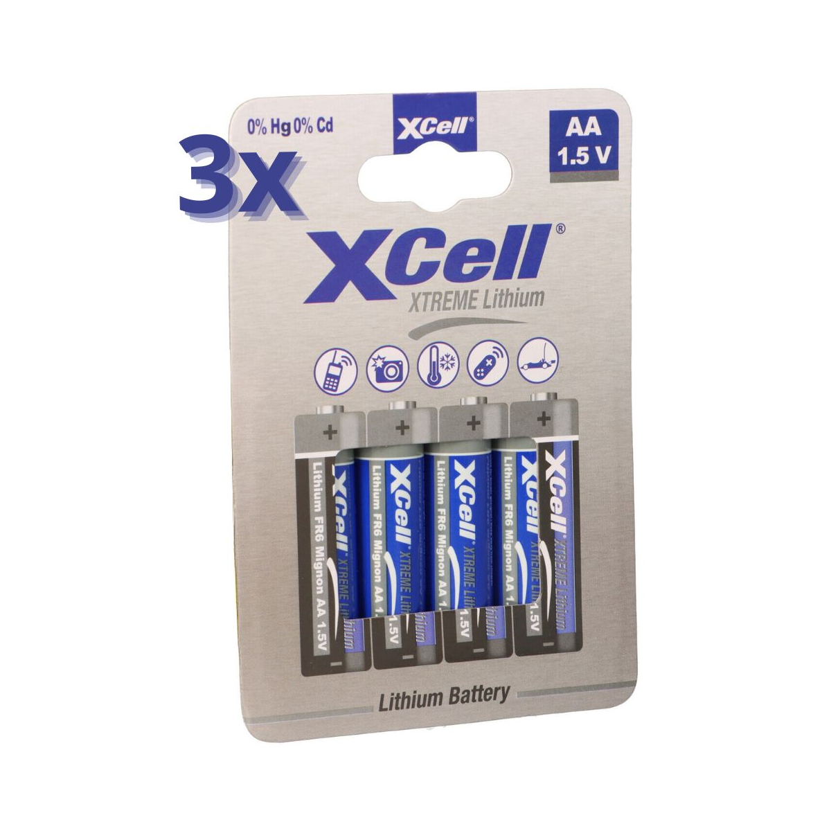 12x XTREME Lithium Batterie AA Mignon FR6 L91 XCell 3x 4er Blister