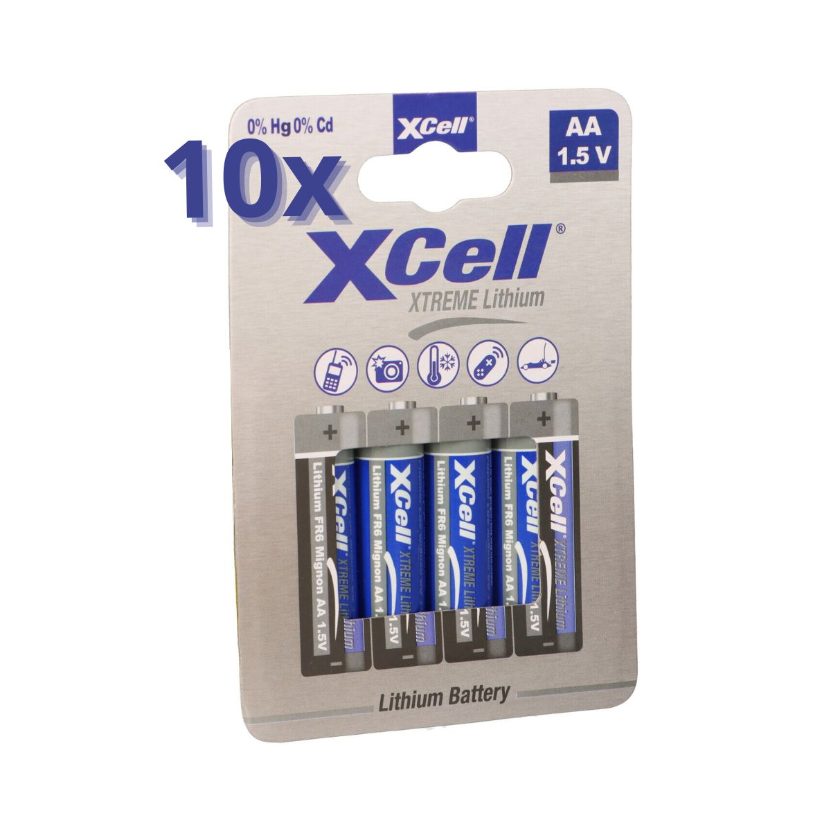 40x XTREME Lithium Batterie AA Mignon FR6 L91 XCell 10x 4er Blister