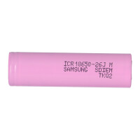 Samsung ICR 18650 26MJ 2600 mAh 3,6 Volt m. Lötfahne U 