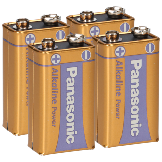 4x Panasonic 9V Block Alkaline Power 9V Batterie Blister