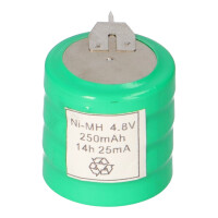 Akku-Zelle 4,8V 250mAh Ni-MH – V250H, 3er Pin, 3-Pin-A