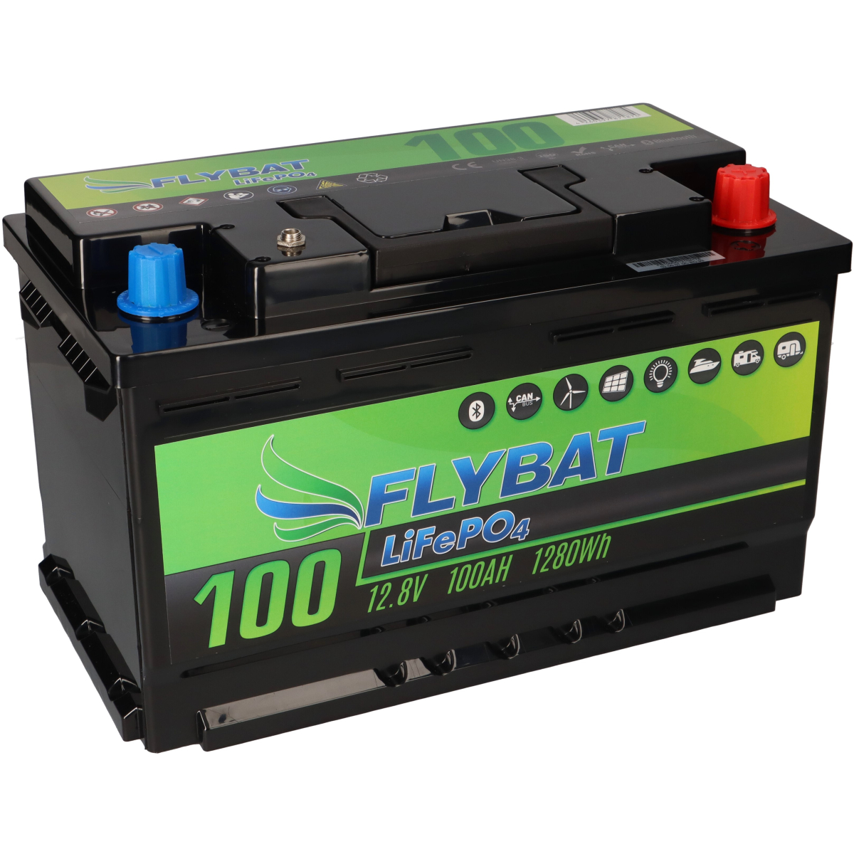 FLYBAT LiFePO4 Akku 12V (12,8V) 100Ah DIN inkl. Bluetooth und CanBus