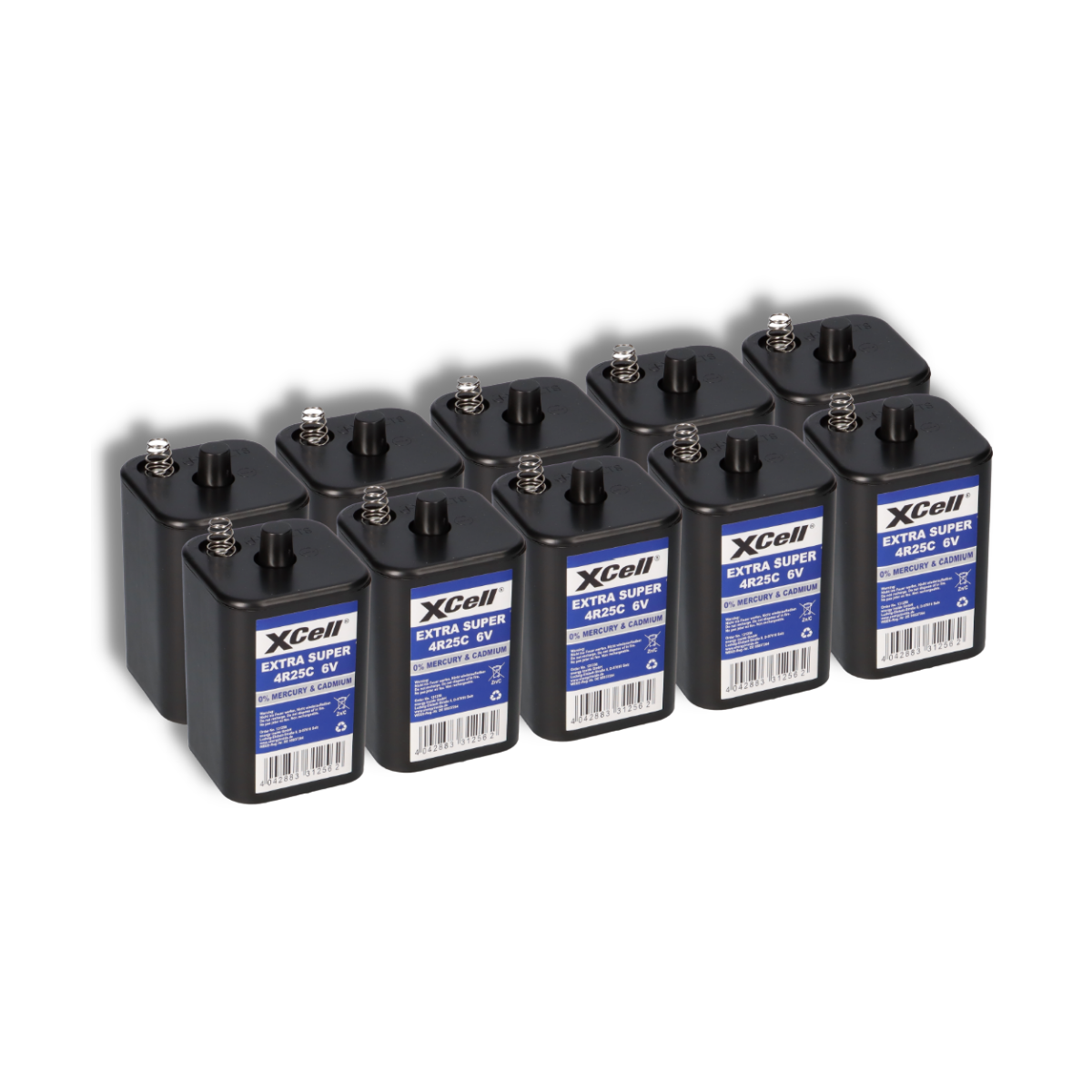 10x XCell 4R25 6V 9500mAh Blockbatterie, für Blinklampen, Baustellenlampen