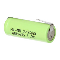 Akku-Zelle 1,2V 400mAh Ni-MH – 2/3AAA, Lötfahne, 