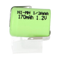 Akku-Zelle 1,2V 170mAh Ni-MH – 1/3 AAA, Lötfahne,