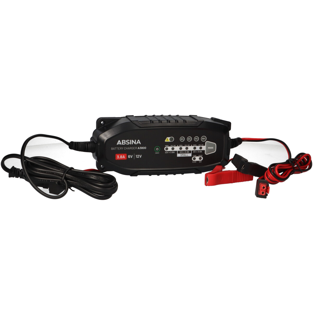 ABSINA 6V 12V 12,8V Blei-/LiFePO4 8 Stufen Ladegerät 3,8A