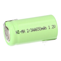 Akku Zelle 1,2V 650mAh 2/3AA mit Z Lötfahne NiMH 1