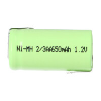 Akku-Zelle 1,2V 650mAh Ni-MH – 2/3AA, Lötfahne, Z