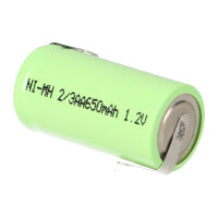 Akku-Zelle 1,2V 650mAh Ni-MH – 2/3AA, Lötfahne, Z
