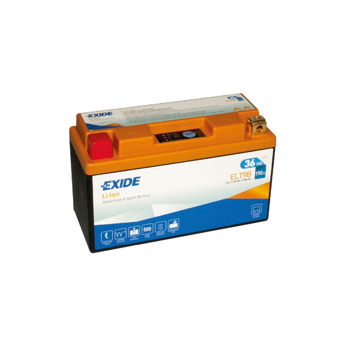 Exide ELT9B 12V 3Ah Lithium Motorradbatterie LiIon 190A