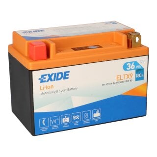 Exide ELTX9 12V 3Ah Lithium Motorradbatterie 180A LiIon